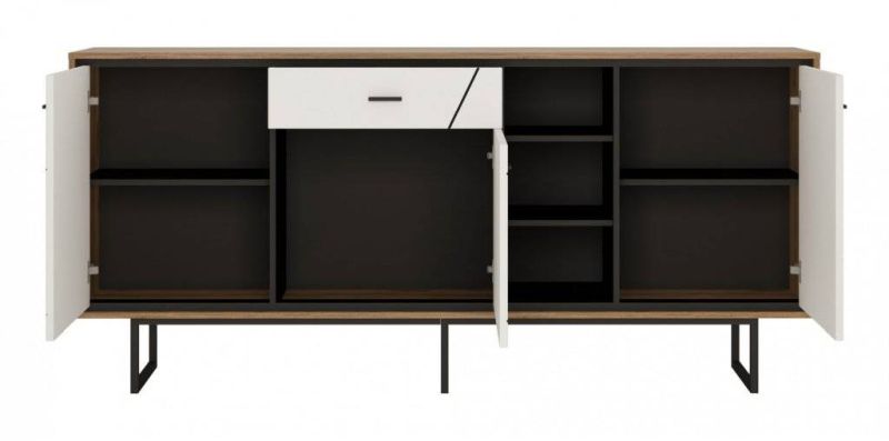 Komoda, 197cm, dub catania, čierna perla, biely lesk, SOPERO BROK06