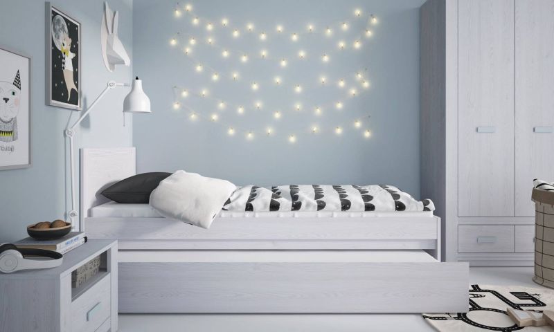 Komoda, 91cm, kombinovaná, dub craft, modrá, NORVIK LLOK02