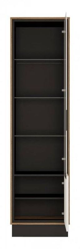 Vitrína, 56cm, dub catania, čierna perla, biely lesk, SOPERO BROV01P