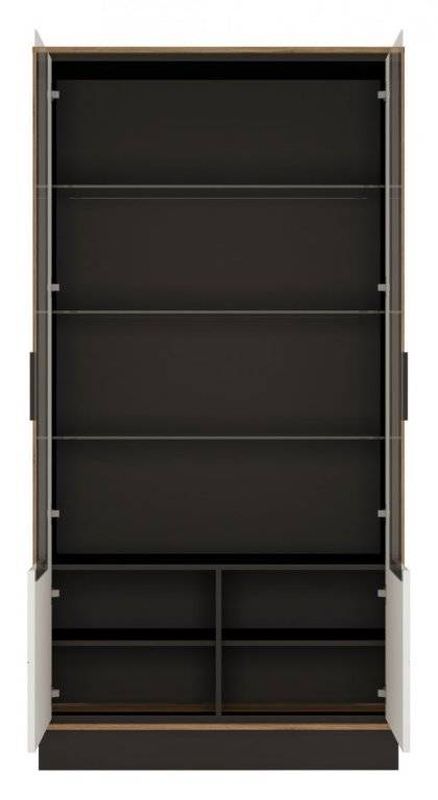 Vitrína, 107cm, dub catania, čierna perla, biely lesk, SOPERO BROV02