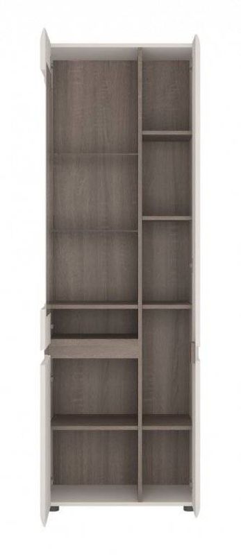 Vitrína, 64cm, biela, biely lesk, dub truflowy, LYNATE TYP 01L