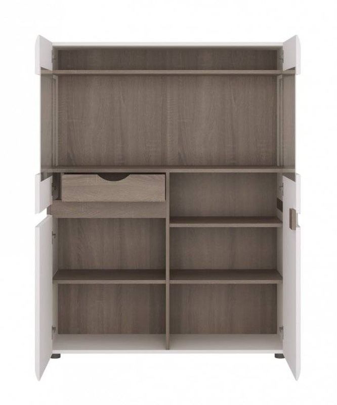 Vitrína, 109cm, biely lesk, dub truflowy, LYNATE TYP 33