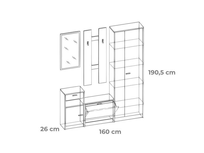 Predsieň, 160cm, orech, modrzew sibu, MAJA