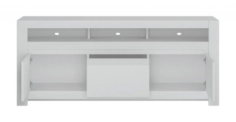 Televízny stolík, 153cm, biely alpin supermat, EXT BODEN NVIF01