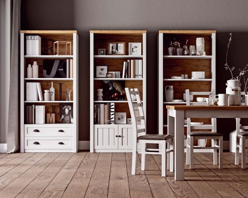 Regál, 90cm, otvorený, sosna andersen, lefkas ciemny, PROVANCE R3