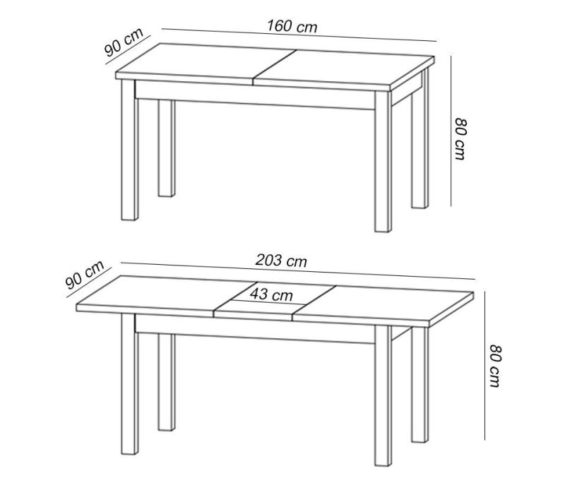 Jedálenský stôl, 160x90cm, rozkladací, MDF, sosna andersen, dub lefkas, PROVANCE STD