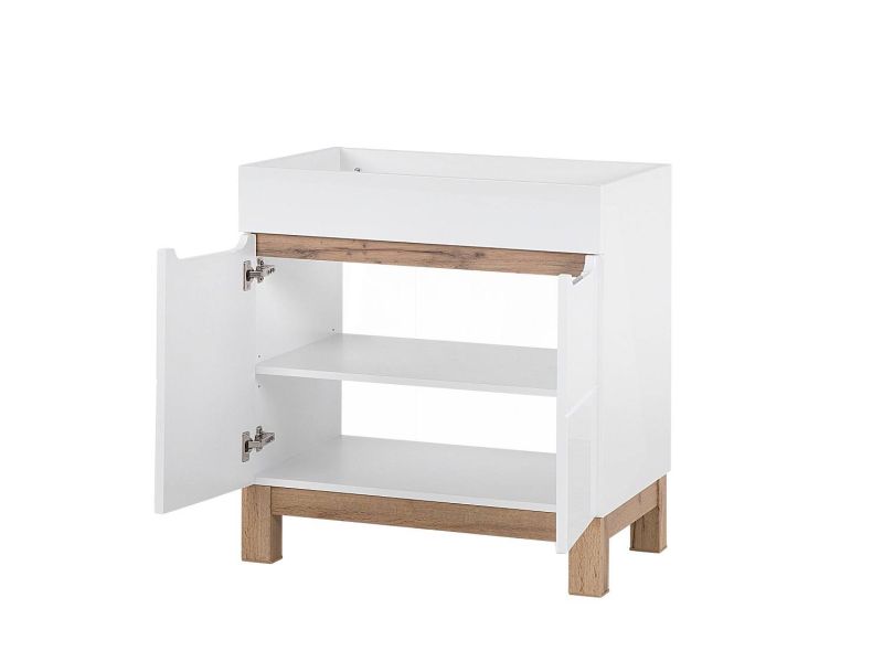 Skrinka pod umývadlo, 80cm, biela, biely lesk, BALI WHITE 821