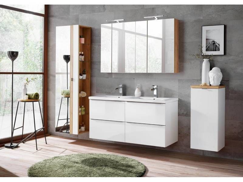Kúpeľňová doska, 61cm, biely lesk, CAPRI WHITE 890
