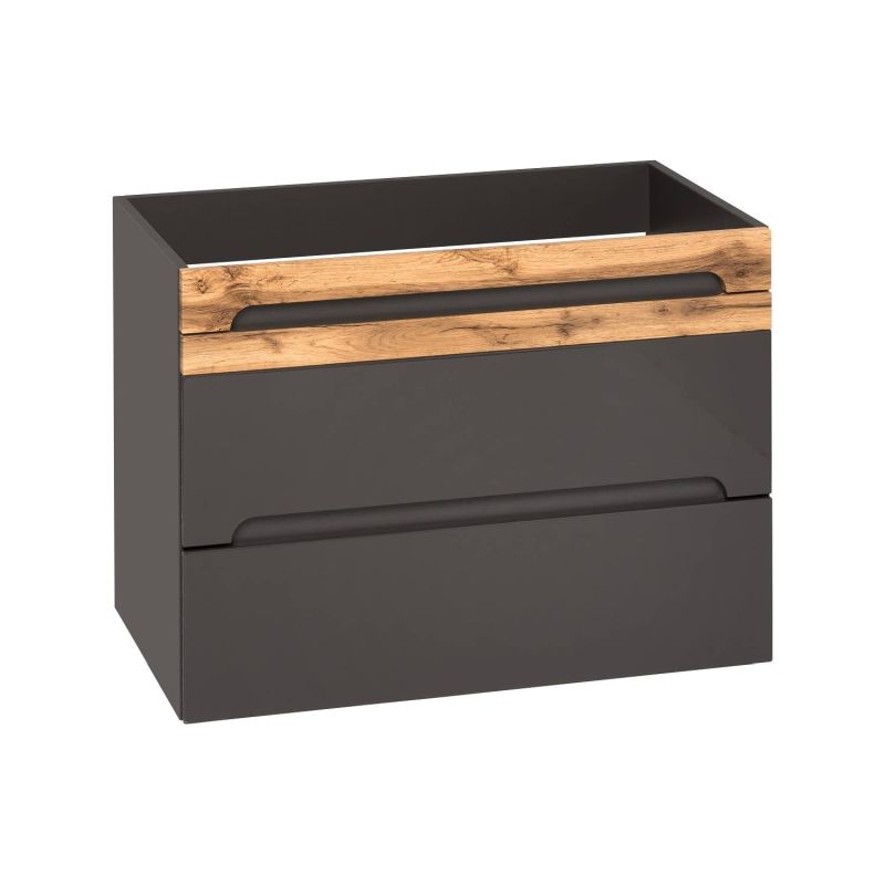 Skrinka pod umývadlo, 80cm, sivá, lesk, dub wotan, GALAXY GRAFIT 824