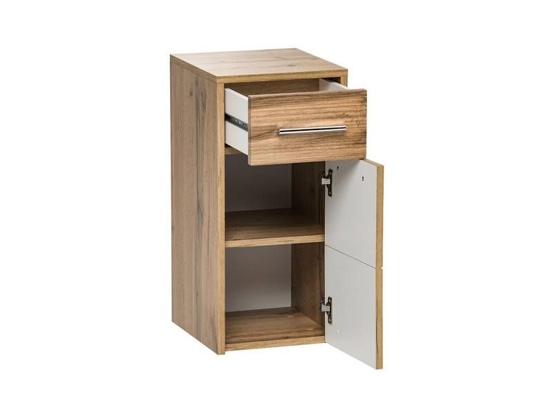 Skrinka do kúpeľne, 30cm, dub wotan, biely lesk, IBIZA WHITE 810