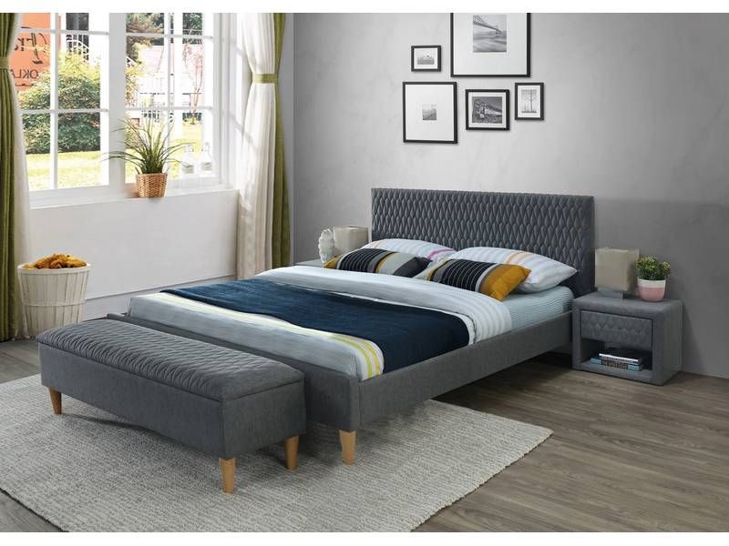 Nočný stolík, 50cm, sivý, látka, Signal, AZURRO VELVET