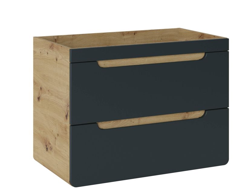 Skrinka pod umývadlo, 80cm, dub artisan, čierna, ARUBA COSMOS 821