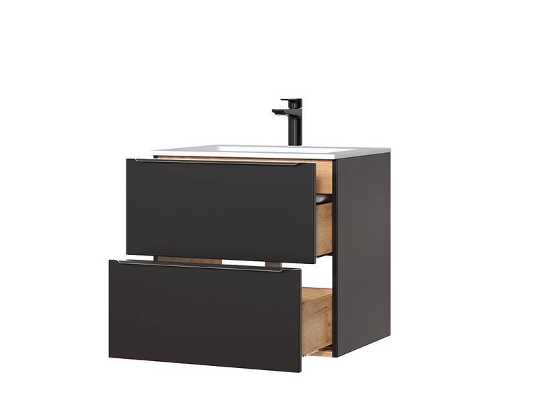 Skrinka pod umývadlo, 60cm, dub craft, čierna, CAPRI COSMOS 820