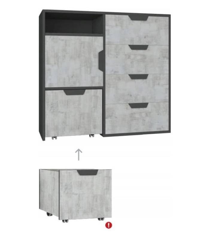 Komoda, 90cm, kombinovaná, grafit, enigma, NANO NA8