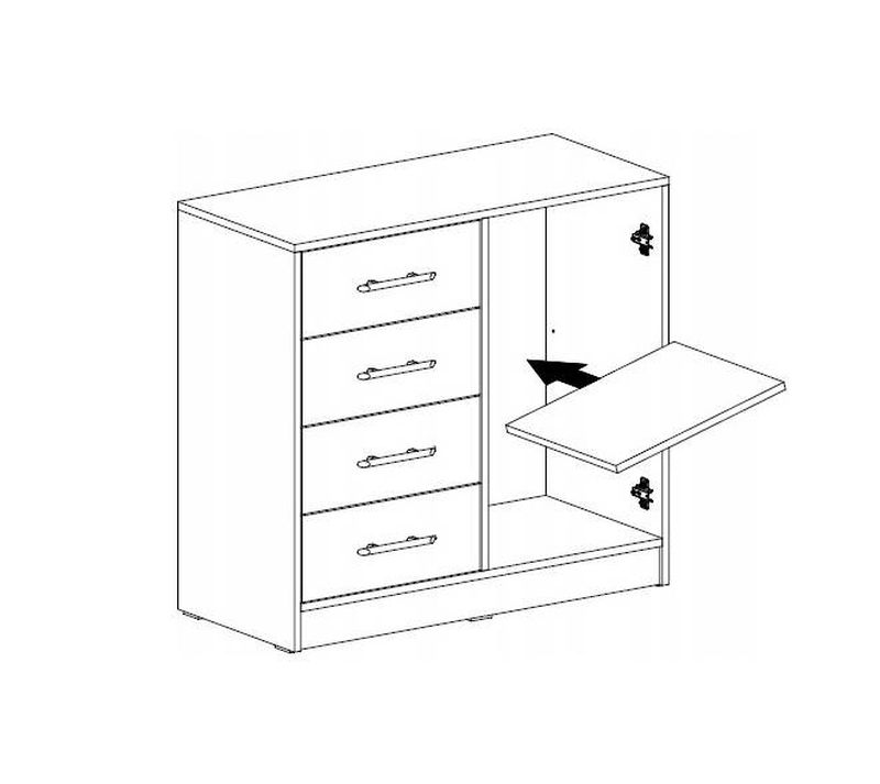 Komoda, 90cm, kombinovaná, dub sonoma, biela, SMART SRK2