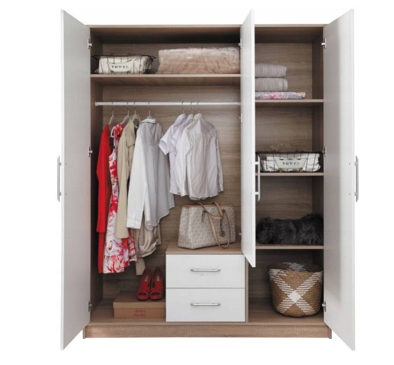Skriňa, 150cm, kombinovaná, dub sonoma, biela, zrkadlo, SMART SRL 2