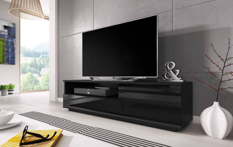 Televízny stolík, 138cm, čierny, MUZA