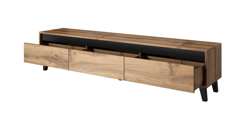 Televízny stolík, 185cm, dub wotan, antracyt, NORD