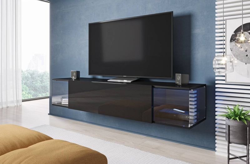 Televízny stolík, 160cm, čierny, SKY