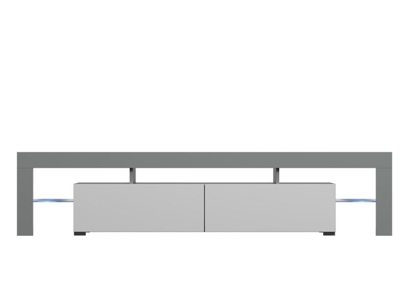 Televízny stolík, 200cm, sivý, biely, SOLO