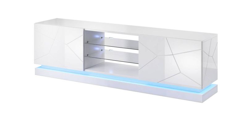 Televízny stolík, 200cm, biely, QIU 200