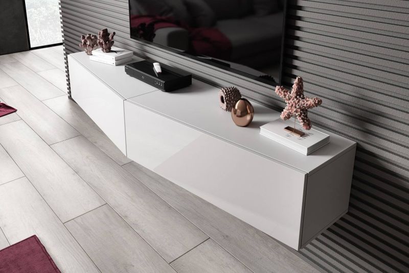 Televízny stolík, 90cm, biely, VIGO SLANT 90