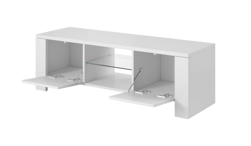 Televízny stolík, 130cm, biely, WEST