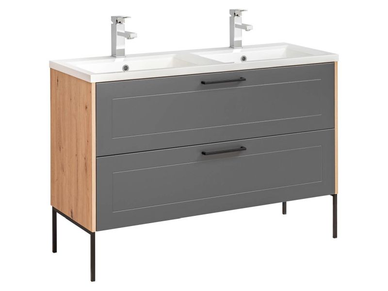 Skrinka pod umývadlo, 120cm, grafit, dub artisan, MADERA GREY 854