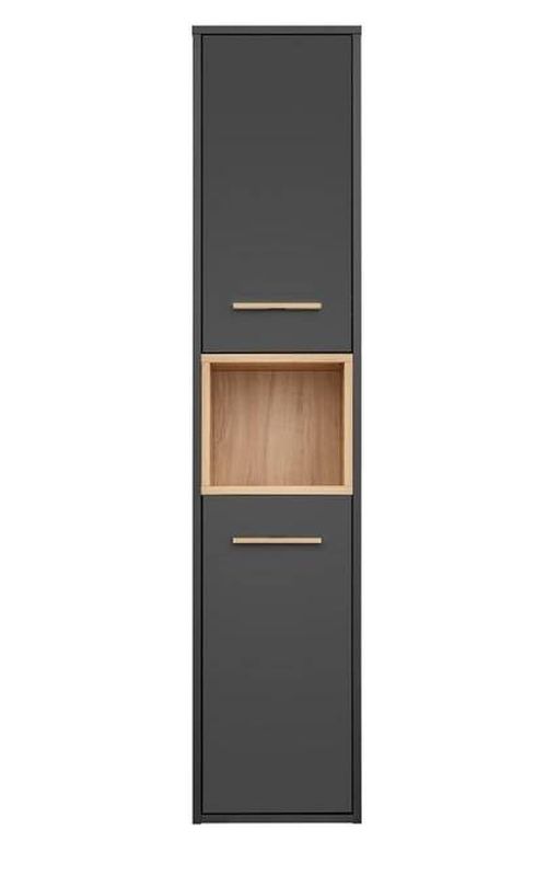 Vysoká skrinka, 36cm, sivá, dub artisan, BORNEO COSMOS 800