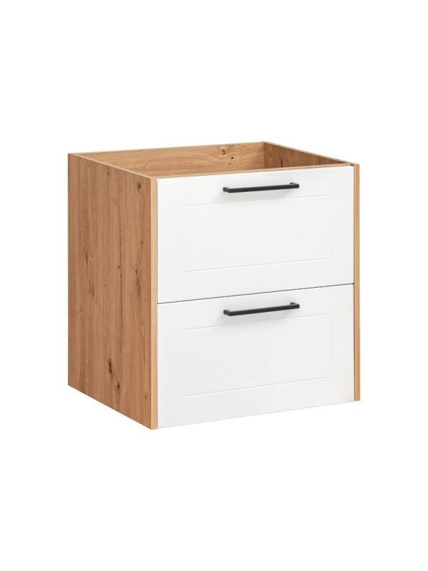 Skrinka pod umývadlo, 60cm, dub artisan, biela, MADERA WHITE 820