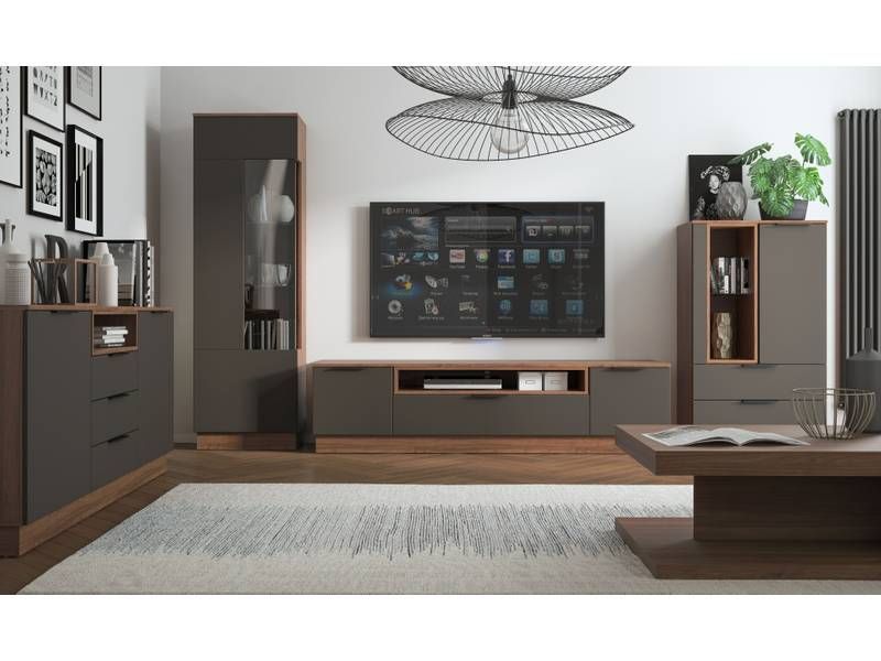 Komoda, 76cm, orech select, sivý kosmos, ALICANTE ACTK 02