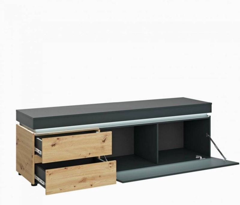 Televízny stolík, 180cm, dub artisan, cosmos grey, EXT LULEA LCCF01