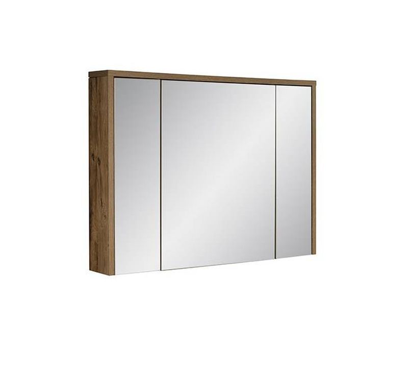 Skrinka so zrkadlom, 100cm, tmavý betón, dub hunton, HAMPTON 842