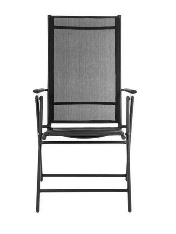 Záhradná stolička, látka čierna, kov čierny, MRP ERHARD