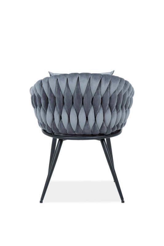 Jedálenská stolička, sivá látka, nohy kov čierny, Signal, NUVO VELVET