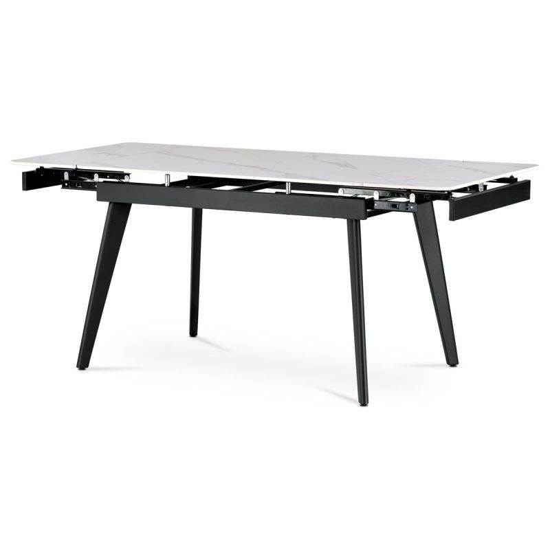 Jedálenský stôl 120-180x80 cm, rozkladací, keramika, kov, biely, HT-405M WT