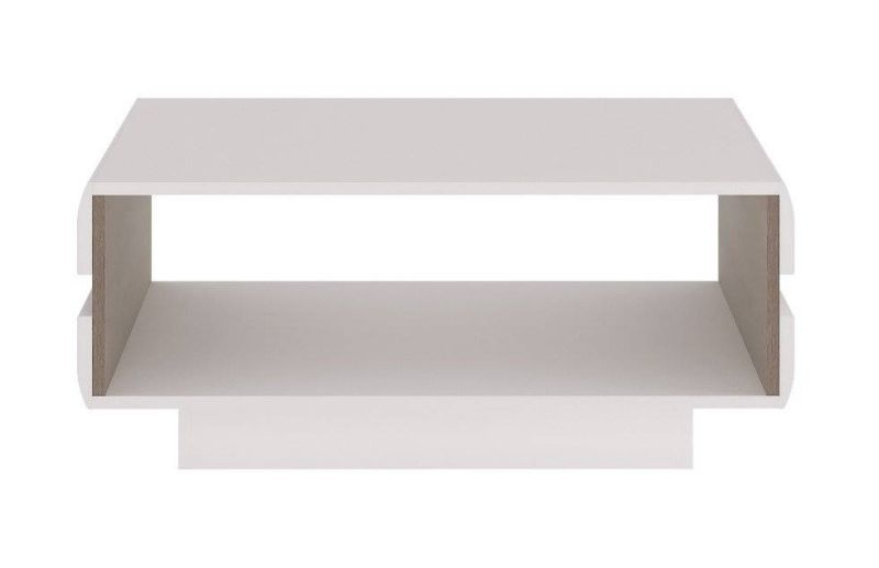 Konferenčný stolík, 75x75cm, biely, biely lesk, dub truflowy, EXT LYNATE TYP 71 