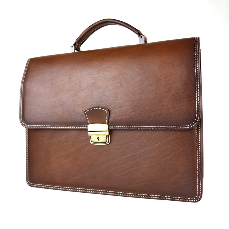 Kožená aktovka č.8040 v hnedej farbe, ručne natieraná