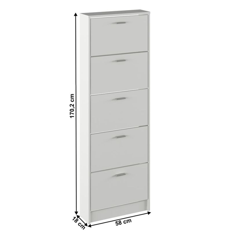 Botník, 58cm, 5-radový, biely, MOBI 15