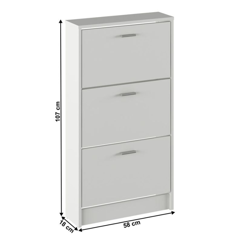 Botník, 58cm, 3-radový, biely, MOBI 13