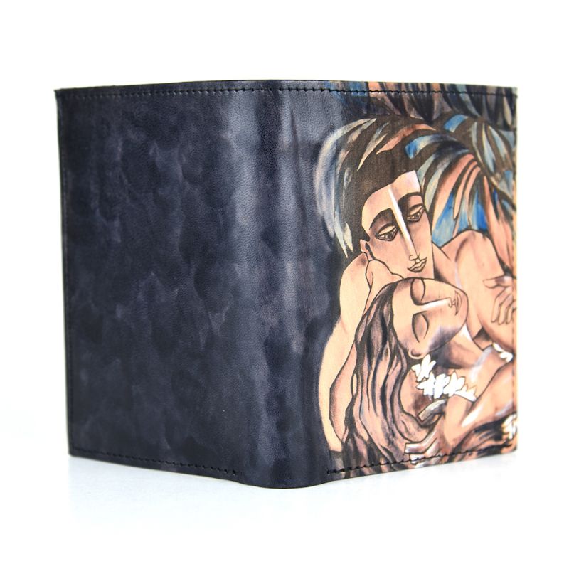 Ručne maľovaná kožená peňaženka 8560 s motívom Pod palmami