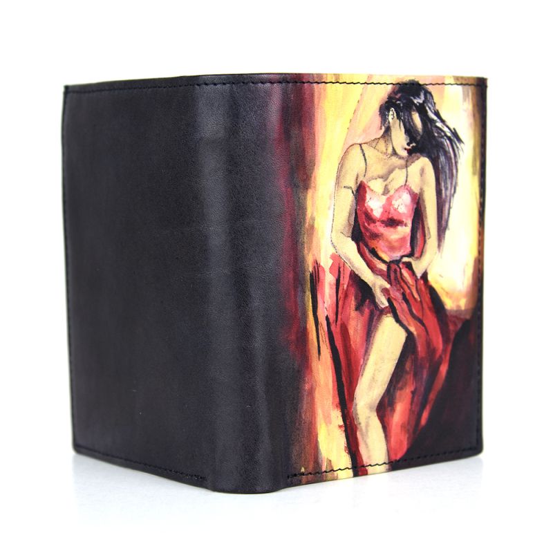 Ručne maľovaná kožená peňaženka 8560 s motívom Tanečnice