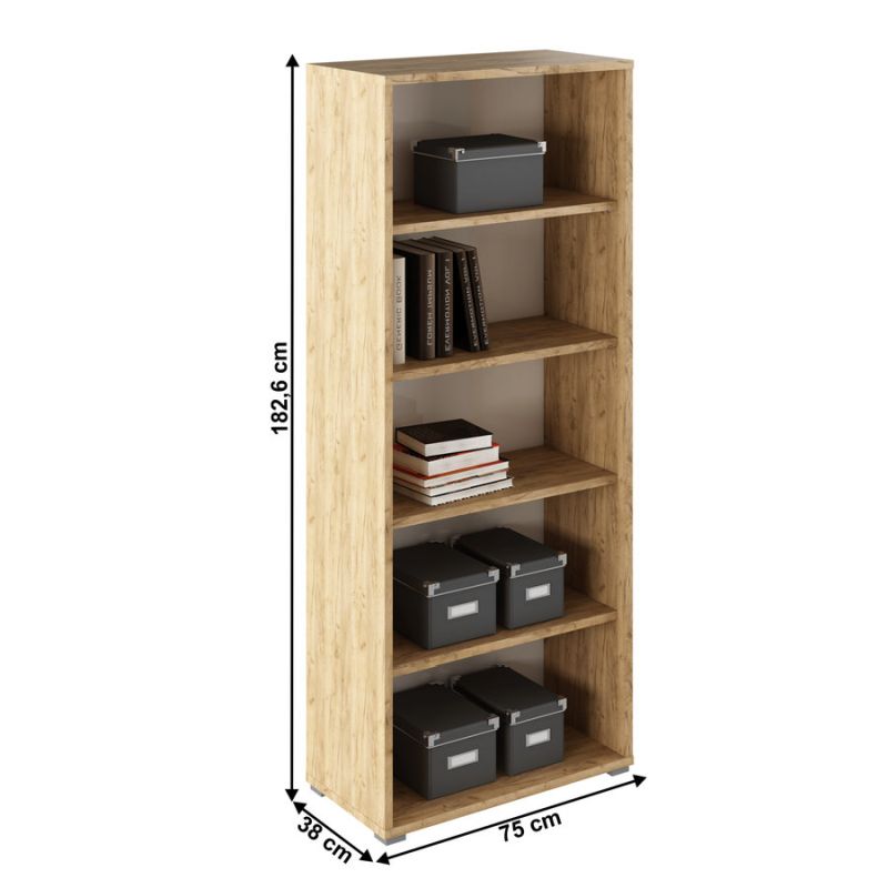 Otvorený regál, 75cm, dub artisan, biely, RIOMA TYP 03