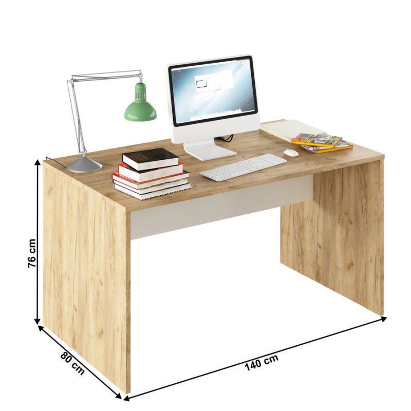 PC stôl, 140x80cm, dub artisan, biely, RIOMA TYP 11
