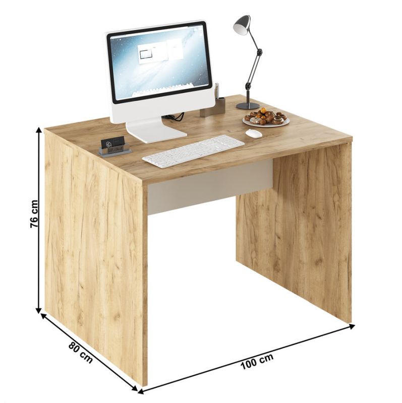 PC stôl, 100x80cm, dub artisan, biely, RIOMA TYP 12