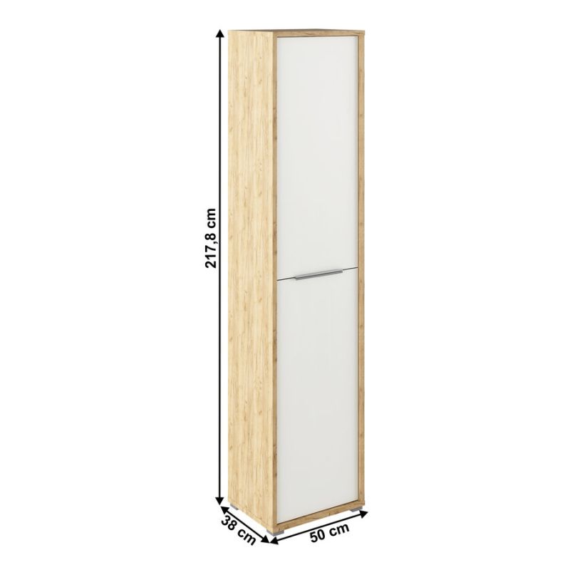 Skriňa, 50cm, policová, dub artisan, biela, RIOMA TYP 06