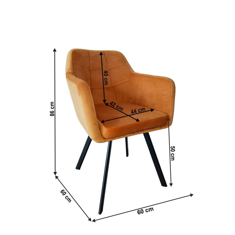 Kreslo, látka zamat horčicová, nohy kov čierny, ZERON NEW