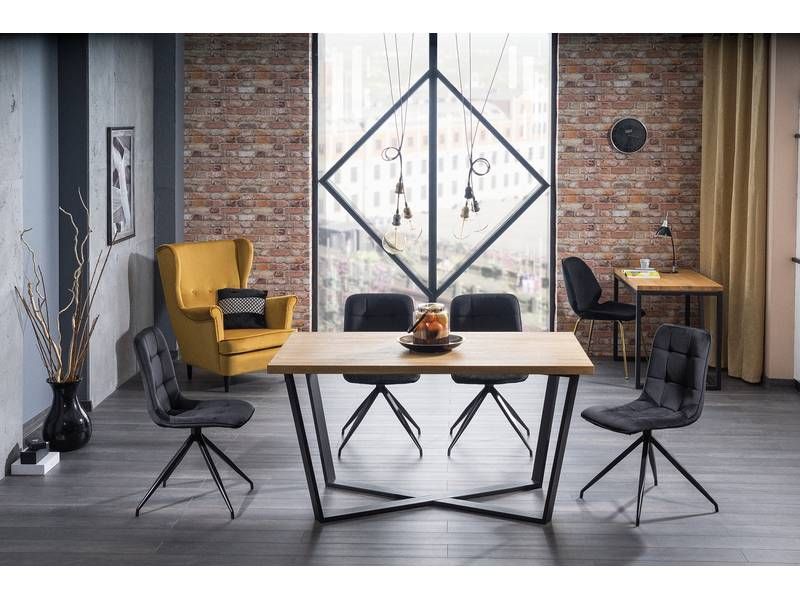 Jedálenský stôl, 150x90cm, MDF, dub, čierny, Signal, MARCELLO 150