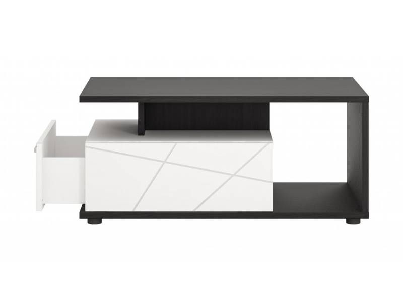 Konferenčný stolík, 100x64cm, vicenza oak black, biely lesk, EXT FALUN VENT01