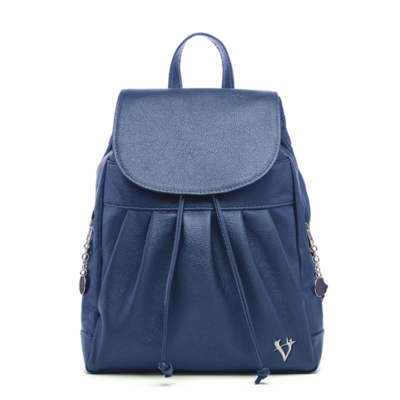 Luxusný kožený ruksak z pravej hovädzej kože č.8665 v modrej farbe